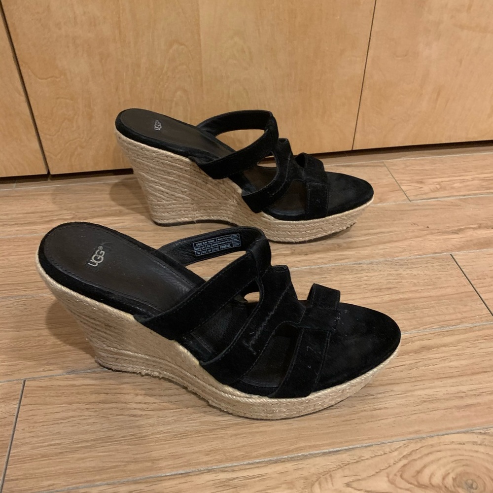 Used black UGG platform wedge size 10